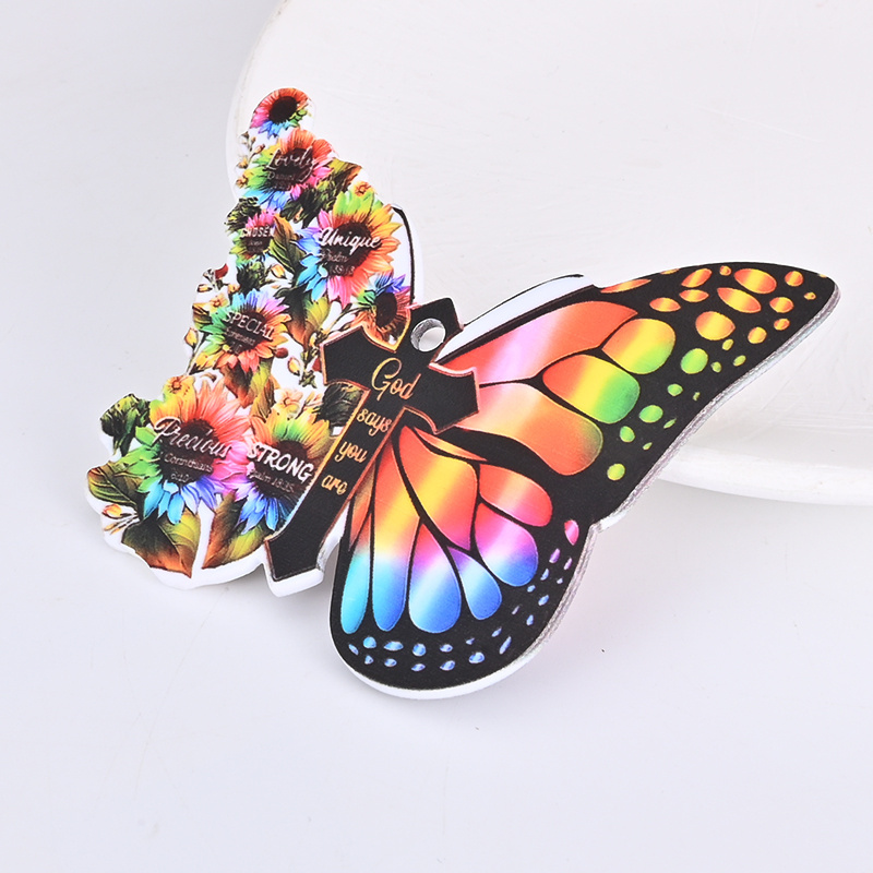 Beautiful Butterfly Cross Christian Car Rearview Mirror Accessories - Perfect Home Decor & Christmas Tree Ornament Gift!