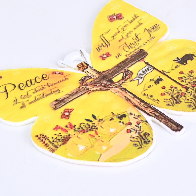 1pc Stylish Cross Butterfly Car Rearview Mirror Hanging Ornament - Add a Touch of Luck to Your Car!