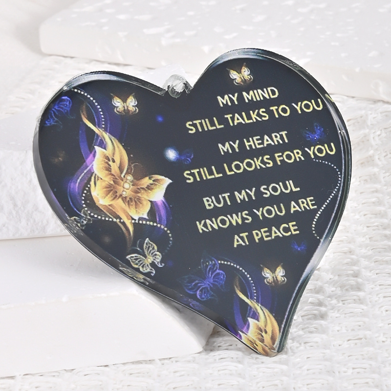 My Mind Still Talk To You Butterfly Heart Keepsake Ornament, Car Interior Rear View Mirror Charm Accessories Keychain Accessories Bag Pendant Gift