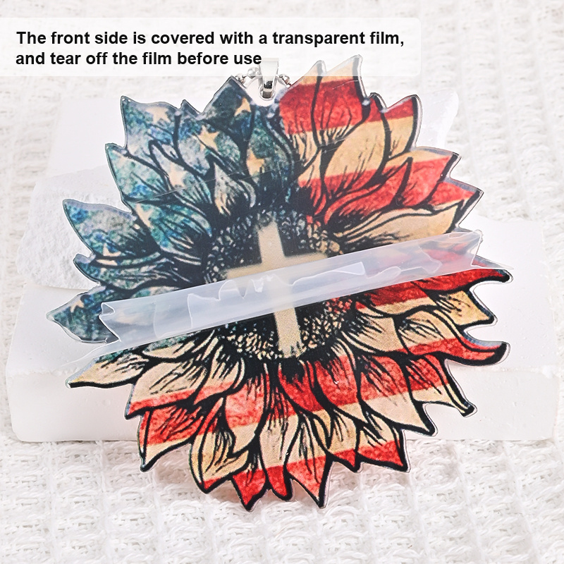 Show Your Patriotism with This American Flag Sunflower Pendant - Perfect for Car, Home, and Bag Decorations!