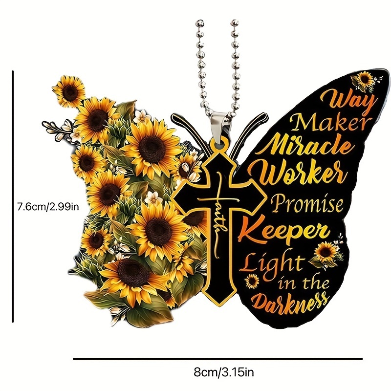 Letter Butterfly Sunflower Acrylic Pendant