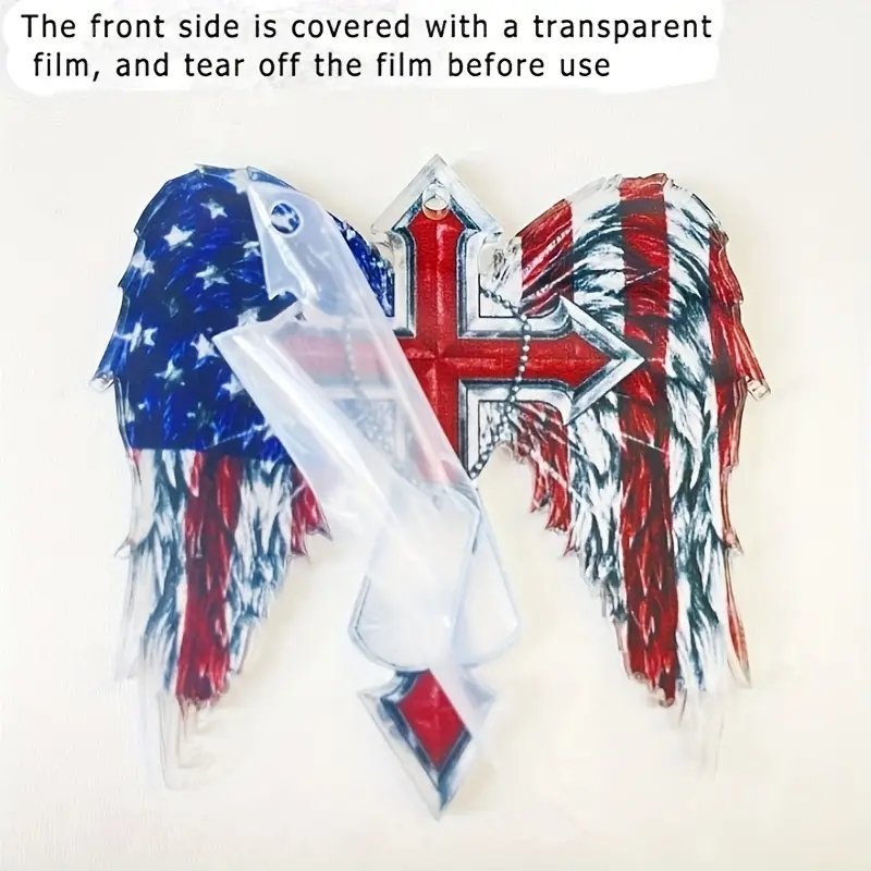 American Flag Winged Cross Pendant
