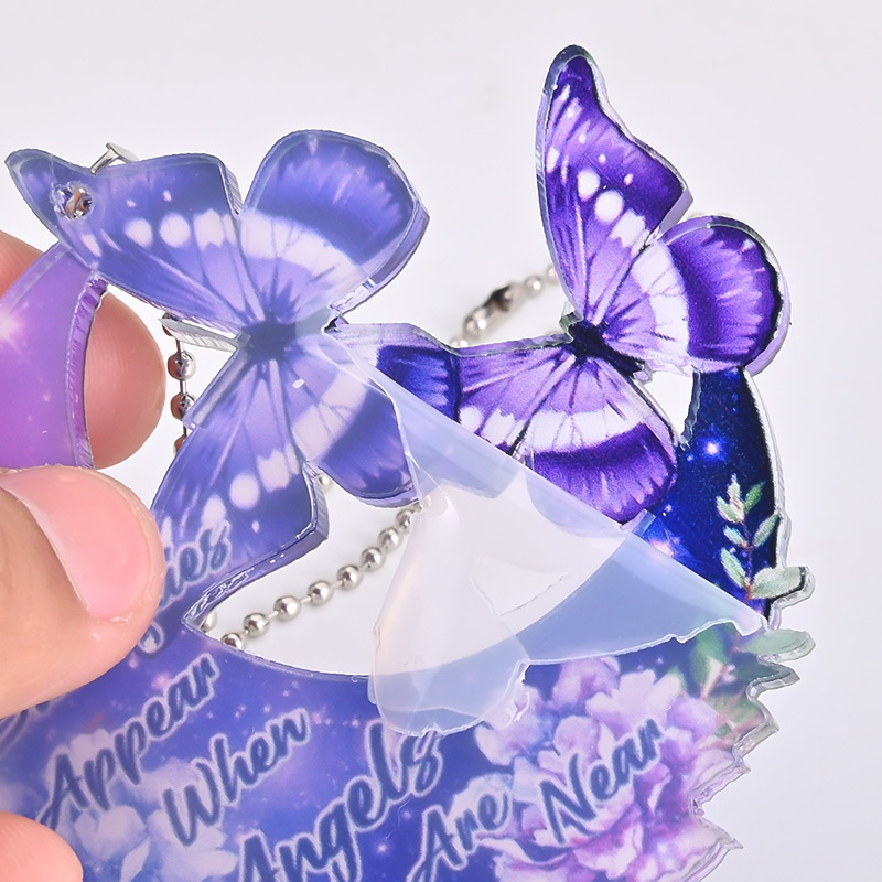 Luxurious Purple Butterfly Moon Pendant Car Rearview Mirror Accessory - Perfect Gift for Someone Special!