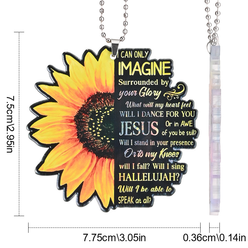 Unique Sunflower Jesus Pendant: Add a Touch of Beauty to Your Car Interior!