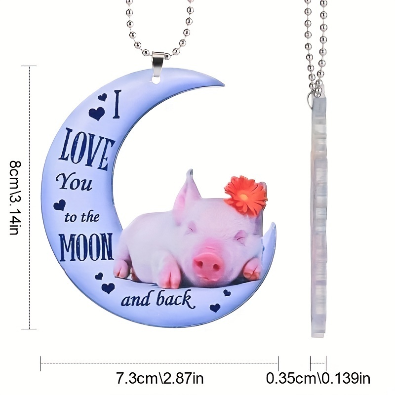 Unique Blue Moon Piggy Pendant - A Perfect Gift for Car Rearview Mirror Accessory Lovers!