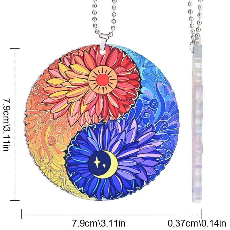 Unique Sun Moon Tai Chi Hanging Jewelry - Perfect for Car Accessories, Rearview Mirror, Keychain & Schoolbag!