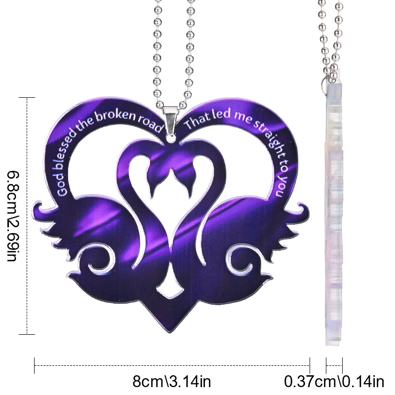 Add a Touch of Elegance to Your Car with this 1pc Purple Love Swan Hanging Decoration