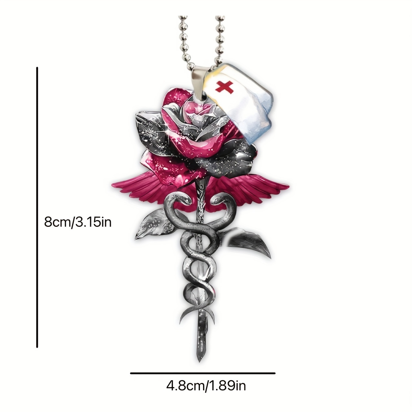 1pc Rose Nurse Hat Car Rearview Mirror Pendant: A Festive Christmas Decoration and Gift for Your Home and Car!
