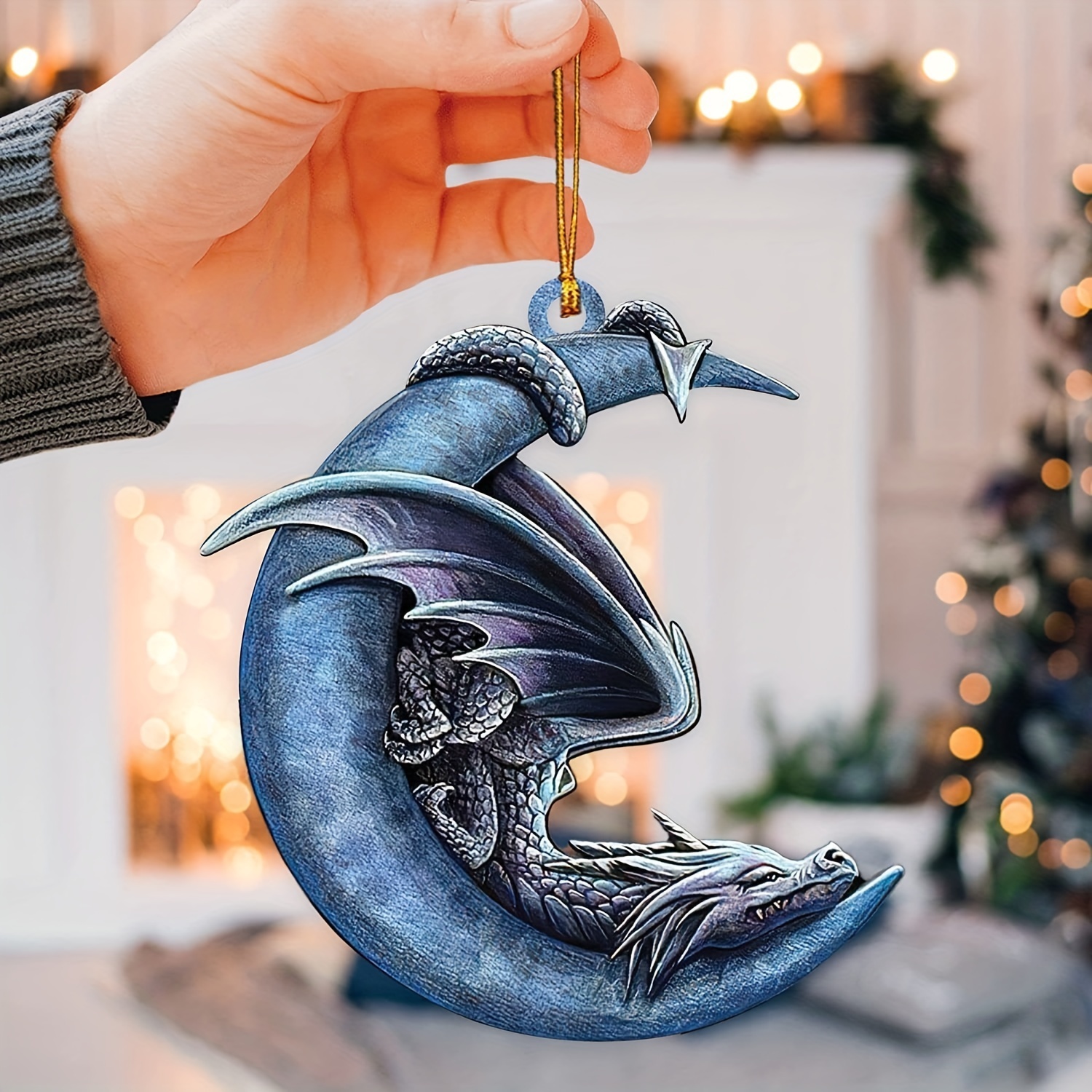 Blue Moon With Dragon Pendant