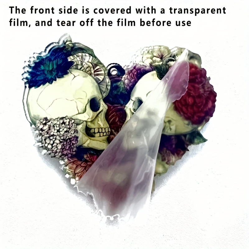 Love Heart Skull Flower Pendant