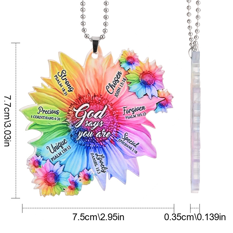 Jesus Says You're Special - Colorful Sunflower Pendant Car Rearview Mirror Decoration & Keychain Accessories Gift Bag