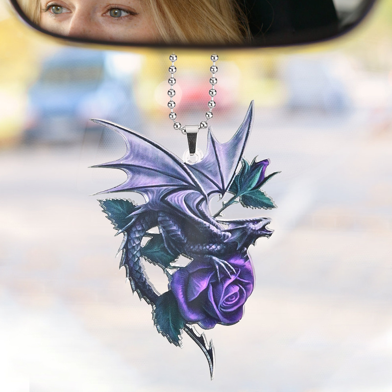 Add a Magical Touch to Your Car with a Purple Flying Dragon Car Pendant!