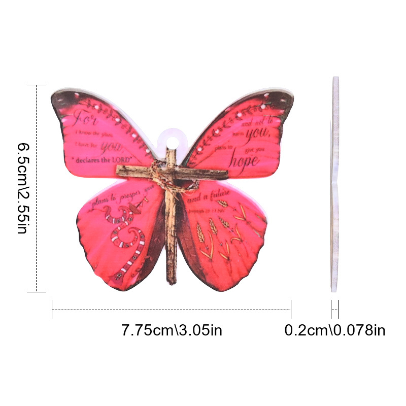 Christian Lucky Red Butterfly Car Rearview Mirror Decoration - An Attractive & Unique Car Pendant Keychain!