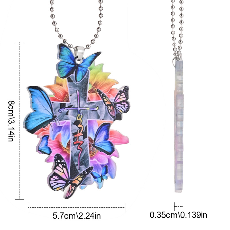 Brighten Up Your Home and Car with This Colorful Butterfly Jesus Cross Pendant!