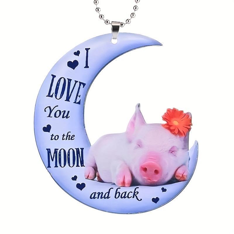 Unique Blue Moon Piggy Pendant - A Perfect Gift for Car Rearview Mirror Accessory Lovers!