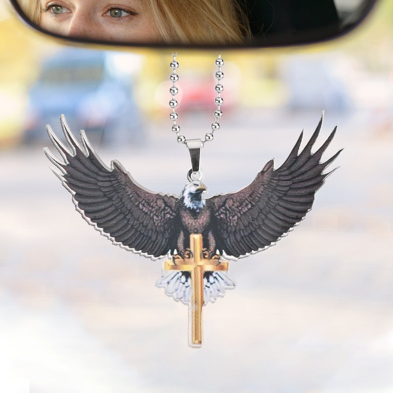 American Eagle Car Pendant - Christian Cross Interior Rearview Mirror Decoration for Your Car and Home!