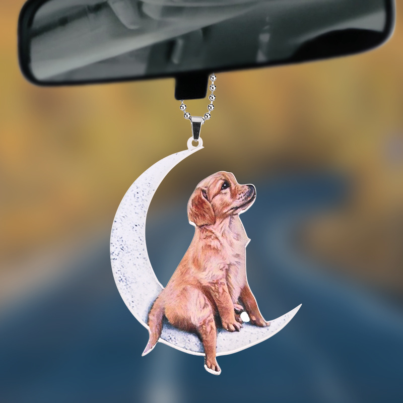 Moon Dog Car Hanging Decorative Ornament Car Pendant Interior Rear View Mirror Charm Accessories Homemade Window Decor Wall Sets Decoration
