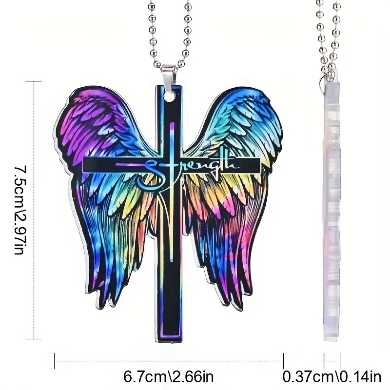 Colored Feather Cross Decorative Pendant, Automotive Accessories, Automotive Interior Rearview Mirror Pendant, Home Decorative Pendant, Bag Pendant