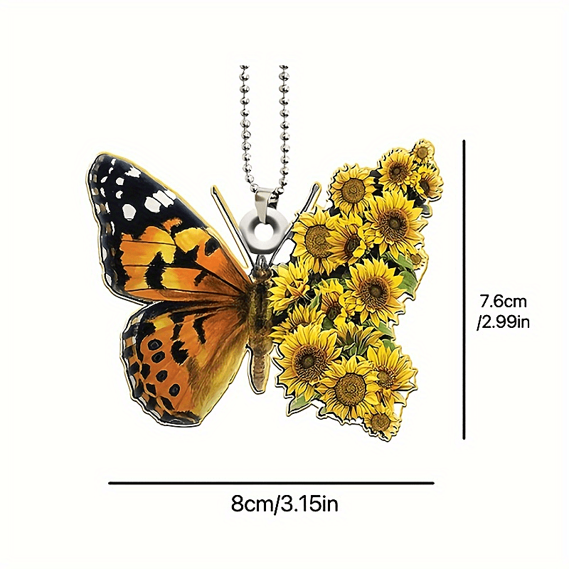 Butterfly Sunflower Letter Car Rearview Mirror Pendant: A Stylish Couple Gift for Fashionable Decoration