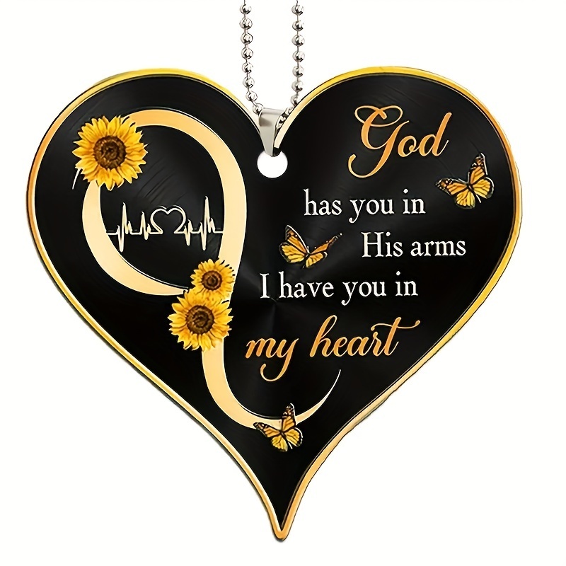 1pc Love Sunflower Butterfly Car Rearview Mirror Decorative Pendant Keychain Accessories Car Interior Accessories Women Couple Gift
