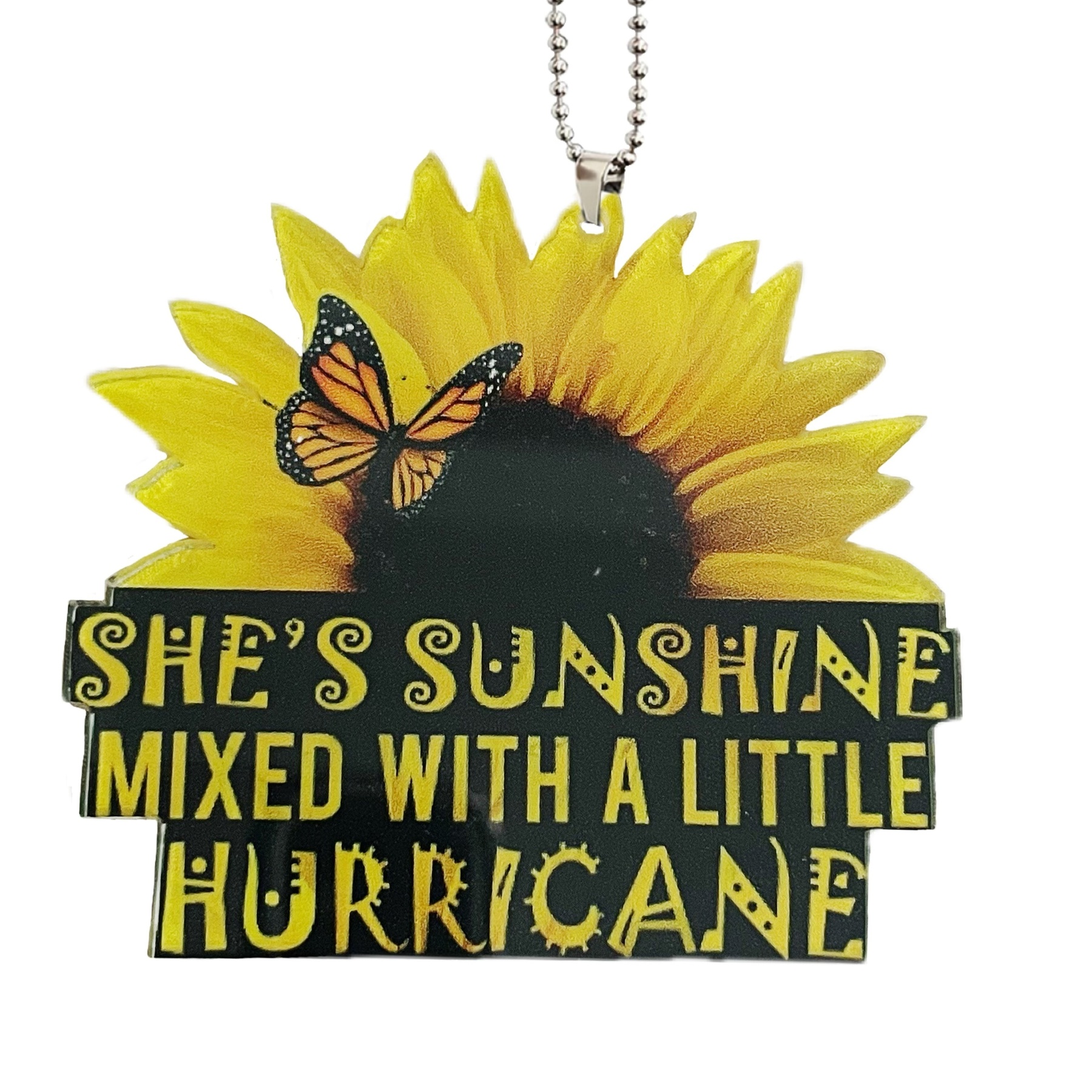 Sunflower Butterfly Letter Pendant