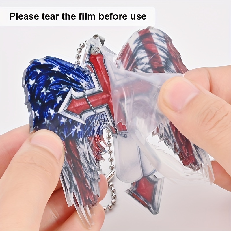 American Flag Winged Cross Pendant
