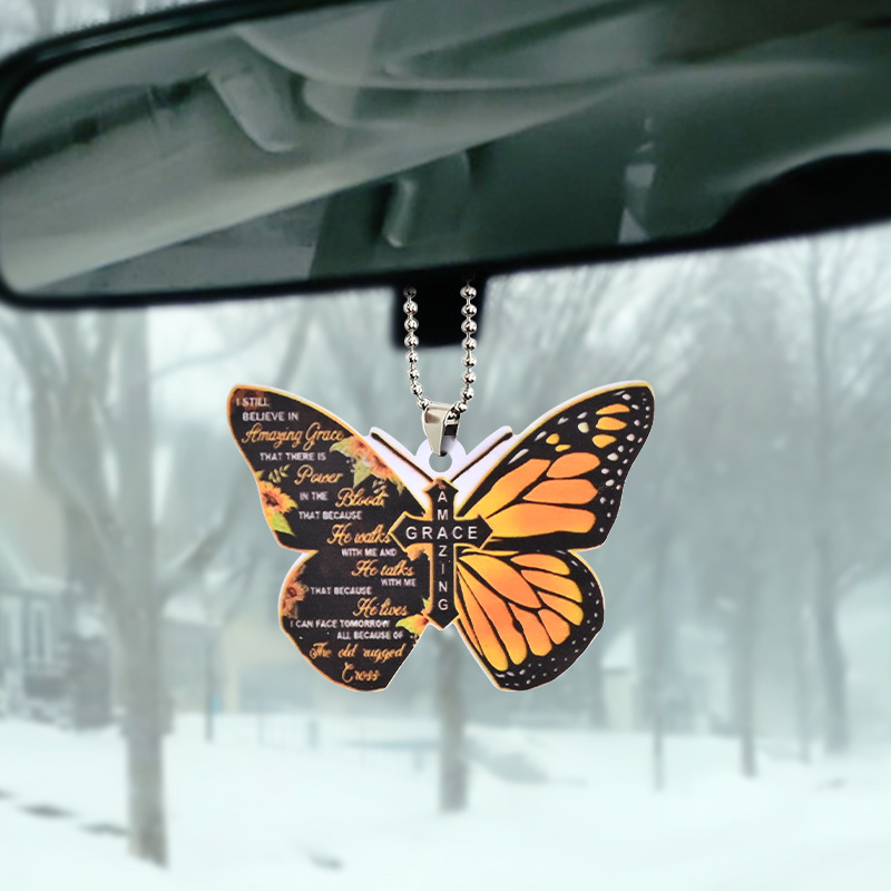 Add a Creative Touch to Your Car with this Colorful Butterfly Rearview Mirror Ornament!