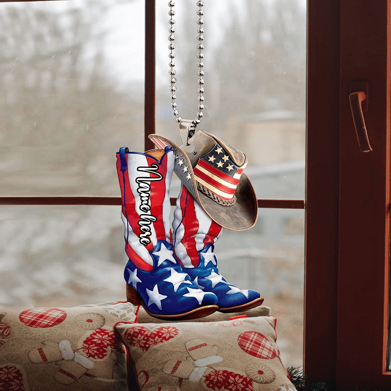 American Flag Hat Boots Pendant
