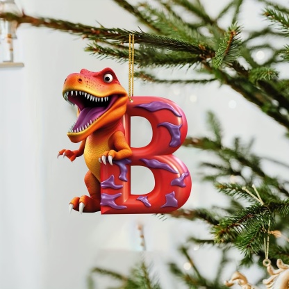 【🎄 Early Christmas Sale 50% OFF】🦕 Christmas Dinosaur Ornaments 26 Letter Cartoon Pendant
