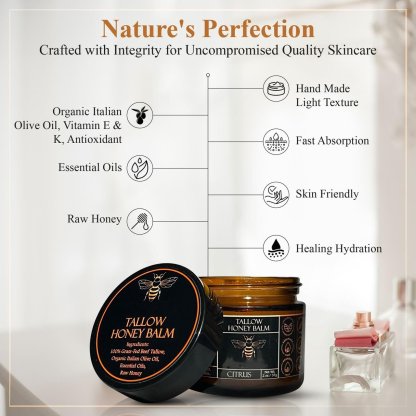 🍊This Week's Special Price $16.99 🎁- Organic Grass-Fed Beef Tallow Balm with Raw Honey