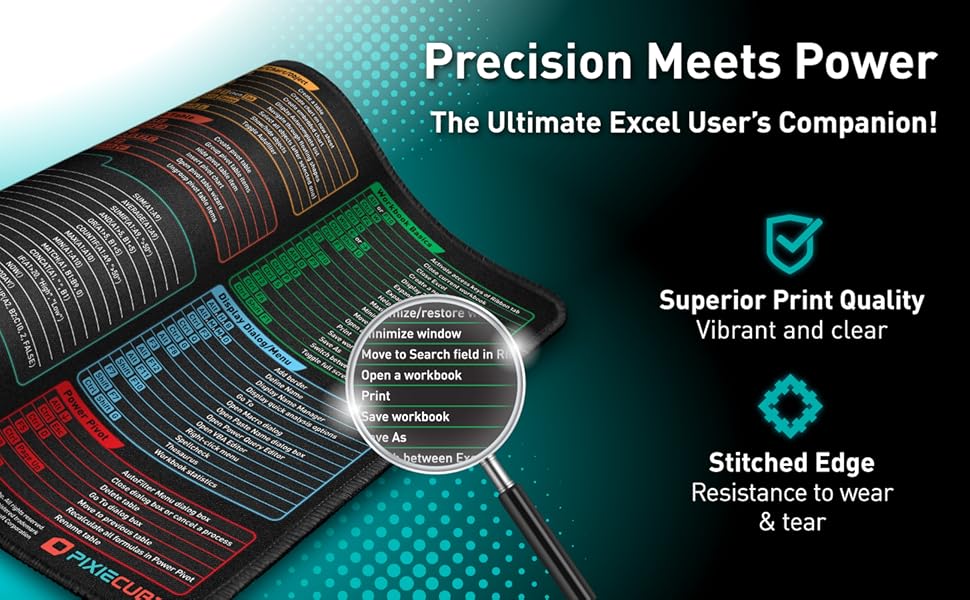 Premium Quality Excel Shortcuts Extended Large Mousepad