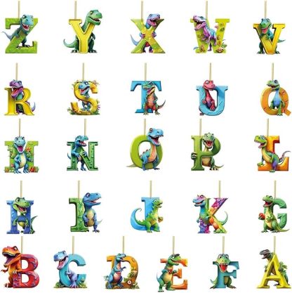 【🎄 Early Christmas Sale 50% OFF】🦕 Christmas Dinosaur Ornaments 26 Letter Cartoon Pendant