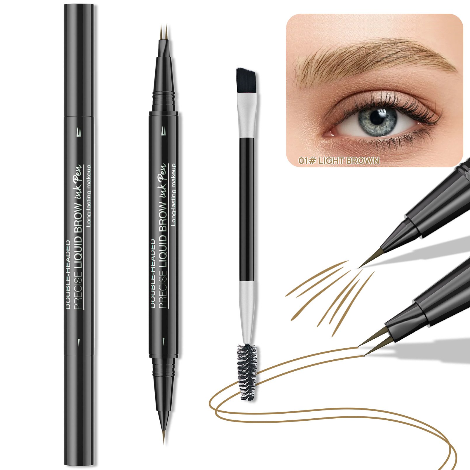 ❤️Last Day 49% OFF!❤️🔥2-in-1 Dual-Ended Curved Eyebrow Pen
