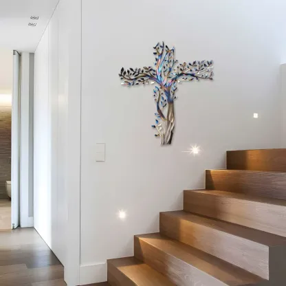 ✝️🌳 Cross Tree of Life Metal Wall Art