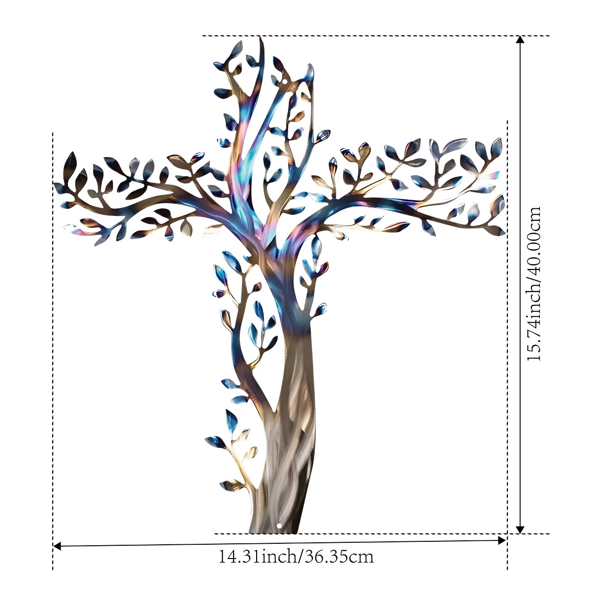 ✝️🌳 Cross Tree of Life Metal Wall Art