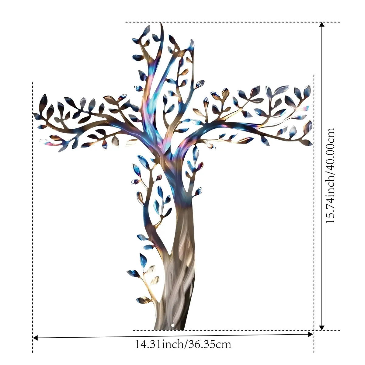 ✝️🌳 Cross Tree of Life Metal Wall Art