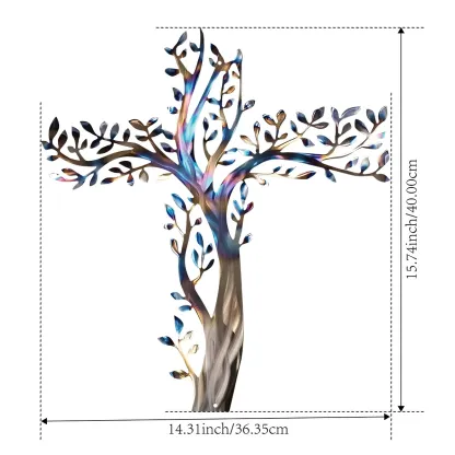 ✝️🌳 Cross Tree of Life Metal Wall Art