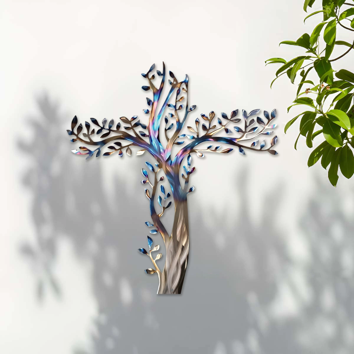 ✝️🌳 Cross Tree of Life Metal Wall Art