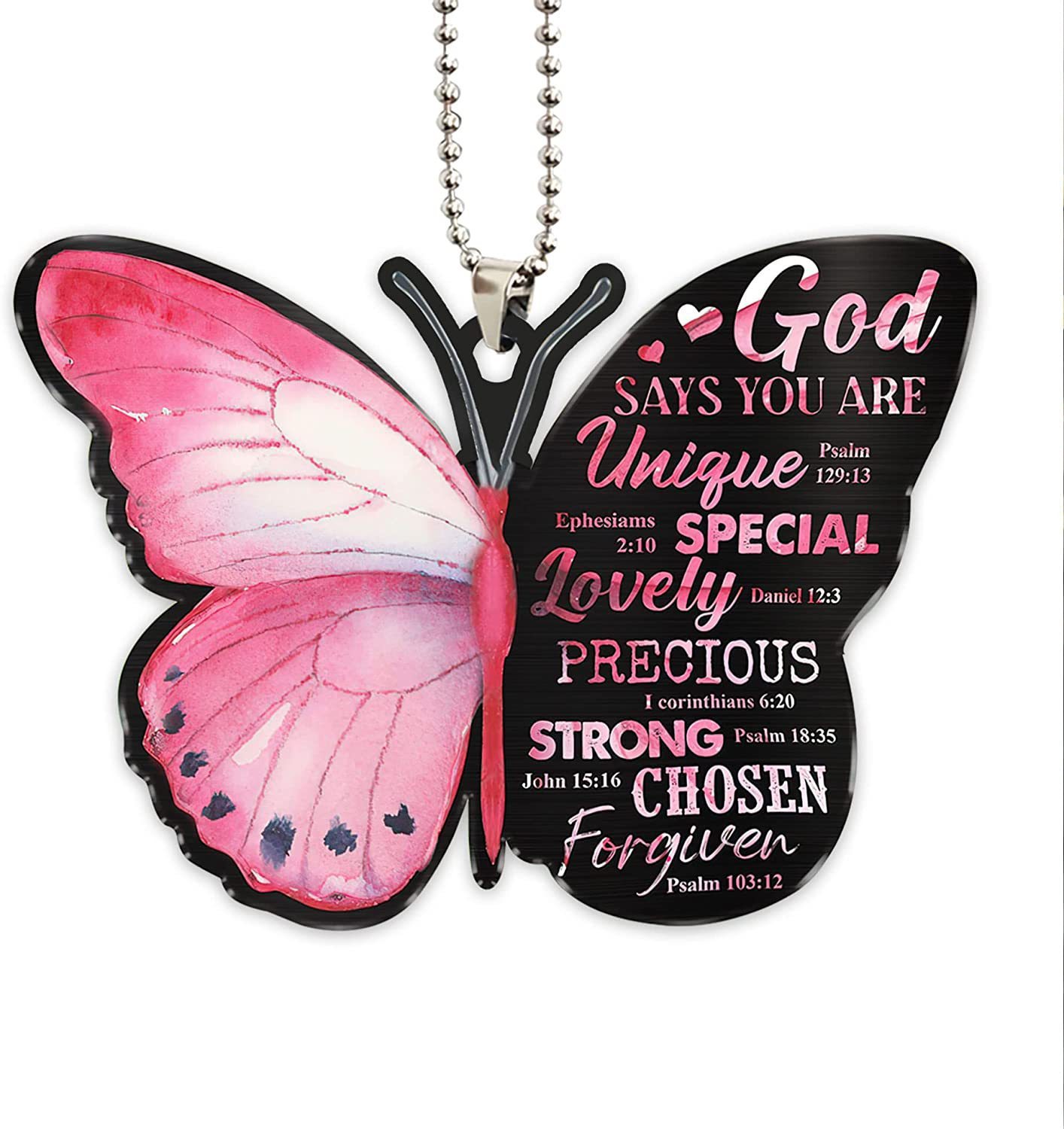 Beautiful Butterfly Cross Christian Car Rearview Mirror Accessories - Perfect Home Decor & Christmas Tree Ornament Gift!