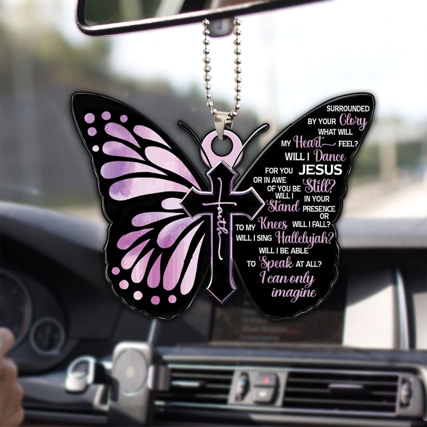 Beautiful Butterfly Cross Christian Car Rearview Mirror Accessories - Perfect Home Decor & Christmas Tree Ornament Gift!