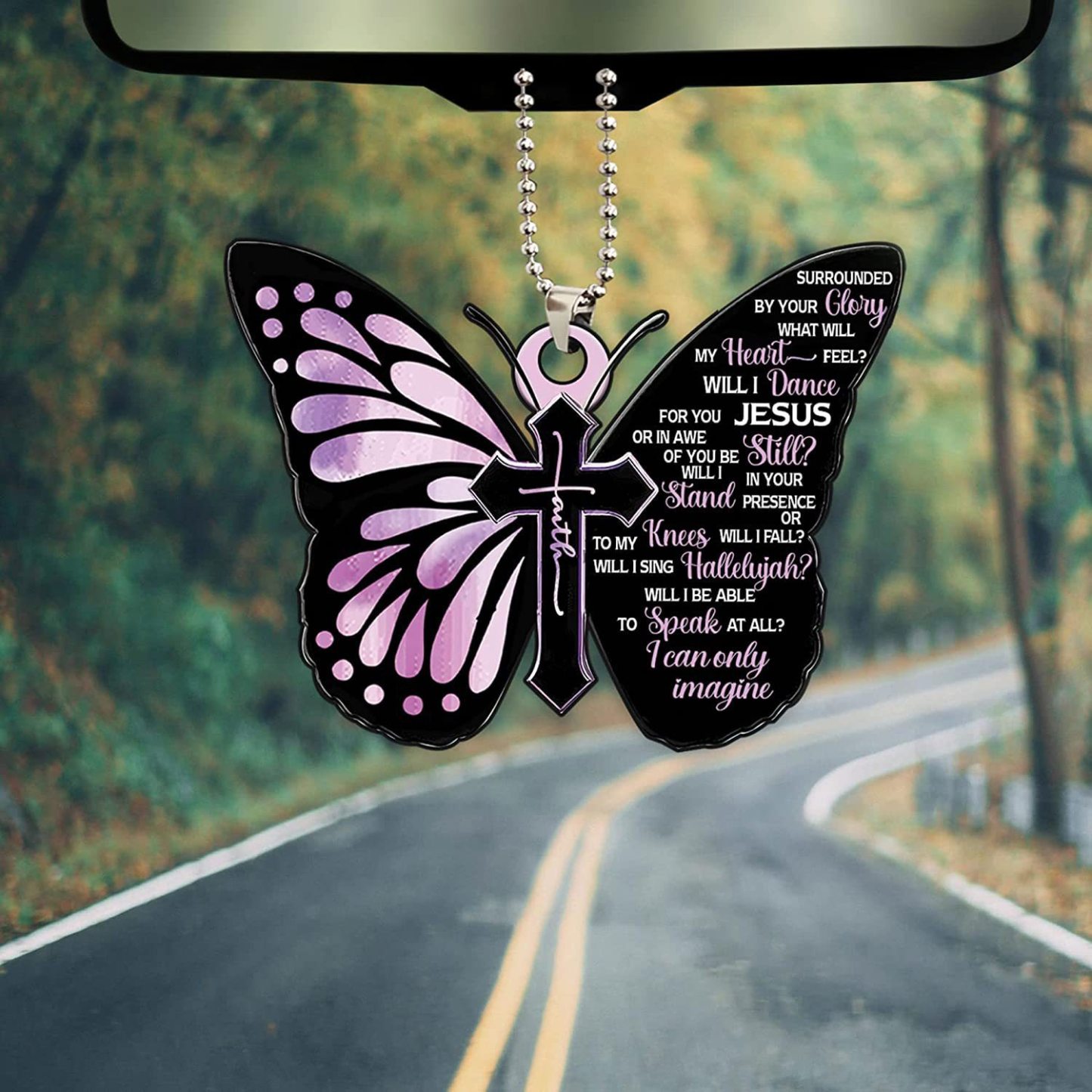 Beautiful Butterfly Cross Christian Car Rearview Mirror Accessories - Perfect Home Decor & Christmas Tree Ornament Gift!