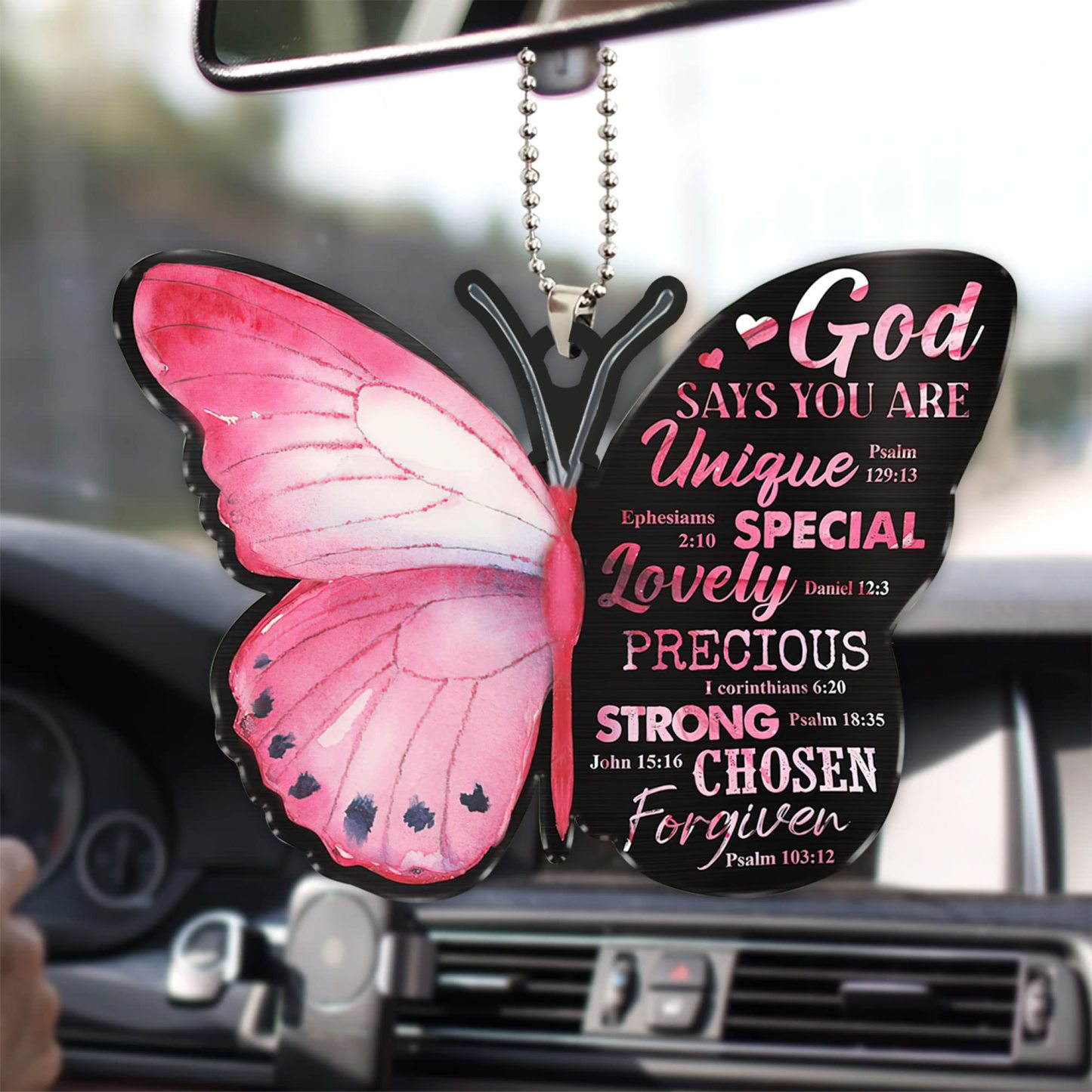 Beautiful Butterfly Cross Christian Car Rearview Mirror Accessories - Perfect Home Decor & Christmas Tree Ornament Gift!