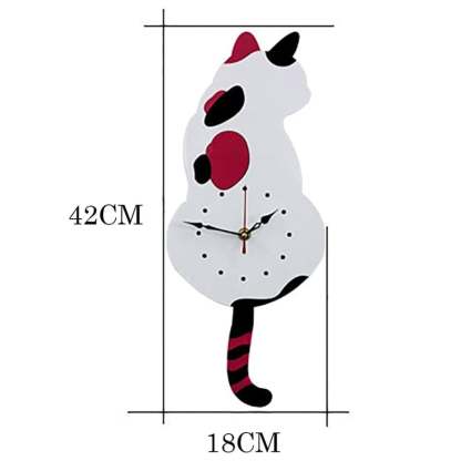 🐾⏰ Nordic Cat Wagging Tail Wall Clock
