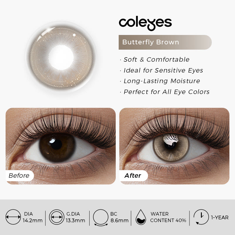 Coleyes Butterfly Brown Yearly Prescription Colored Contacts - image 4