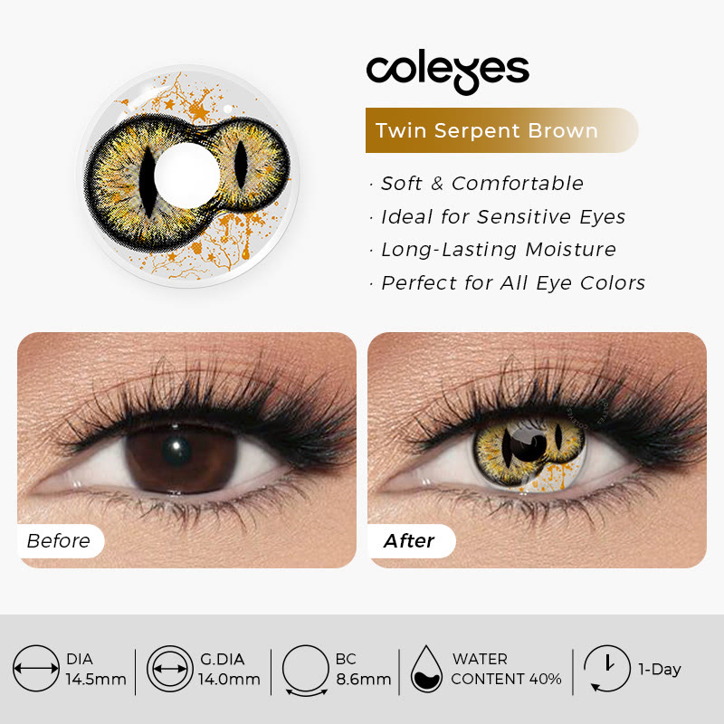 Coleyes Twin Serpent Brown 1-Day Cosplay Colored Contacts - image 4