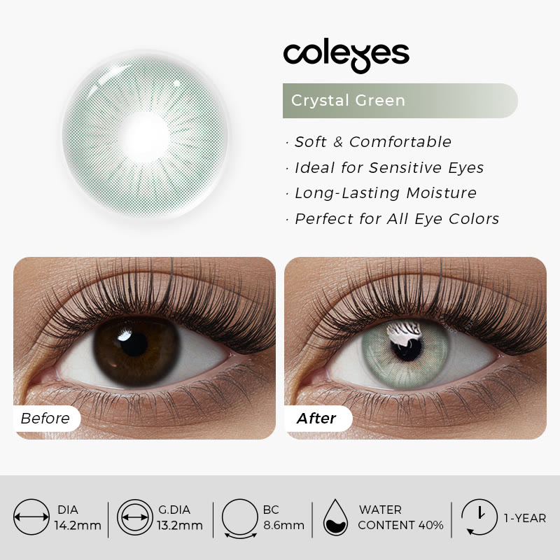 Coleyes Crystal Green Yearly Prescription Colored Contacts - image 12