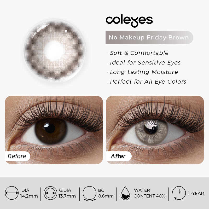 Coleyes No Makeup Friday Brown Yearly Prescription Colored Contacts - image 7