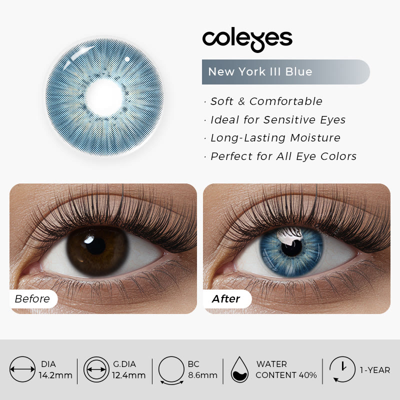 Coleyes New York III Blue Yearly Prescription Colored Contacts - image 9