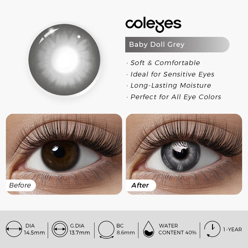Coleyes Baby Doll Grey Yearly Prescription Colored Contacts - image 7
