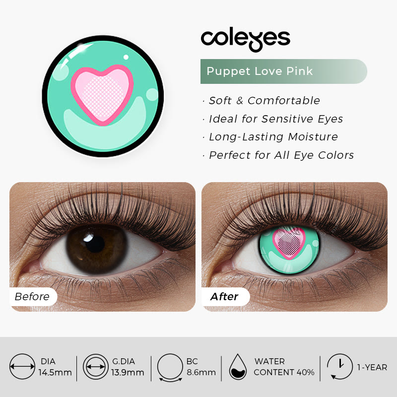 Coleyes Puppet Love Pink Yearly Cosplay Colored Contacts - image 5